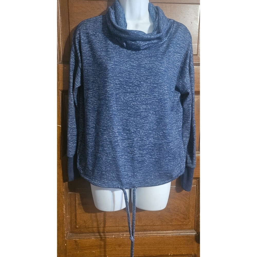 Sportelle Women's Blue Cowl Neck Lightweight Sweatshirt